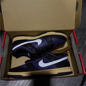 Nike Black and Purple Sneakers with White Swoosh